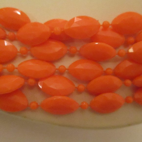 3 Strand Flapper Necklace Orange Multi Strand Necklace Faceted Plastic Beads - Picture 2 of 7
